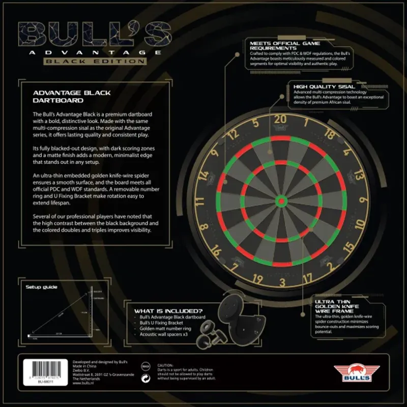 Bull's Advantage 8 Black Dartboard